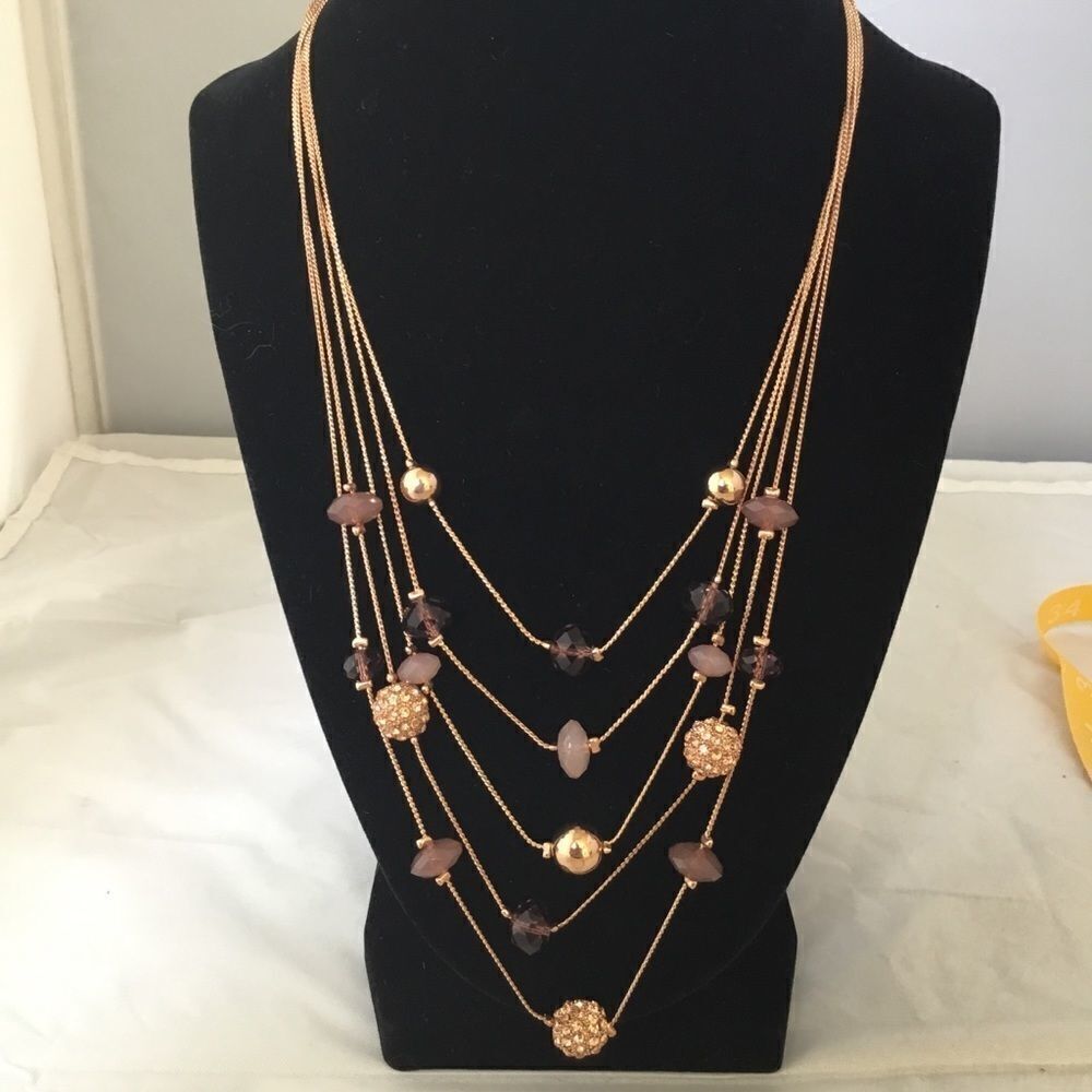 INC Gold-Tone Purple Bead Illusion Necklace (G2)
